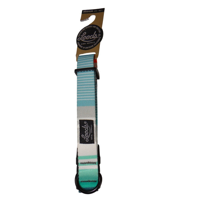 Leeds Dog Supply Medium Striped Dog Collar Multi Color Teal Orange 12 18in0