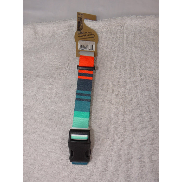 Leeds Dog Supply Medium Striped Dog Collar Multi Color Teal Orange 12 18in1