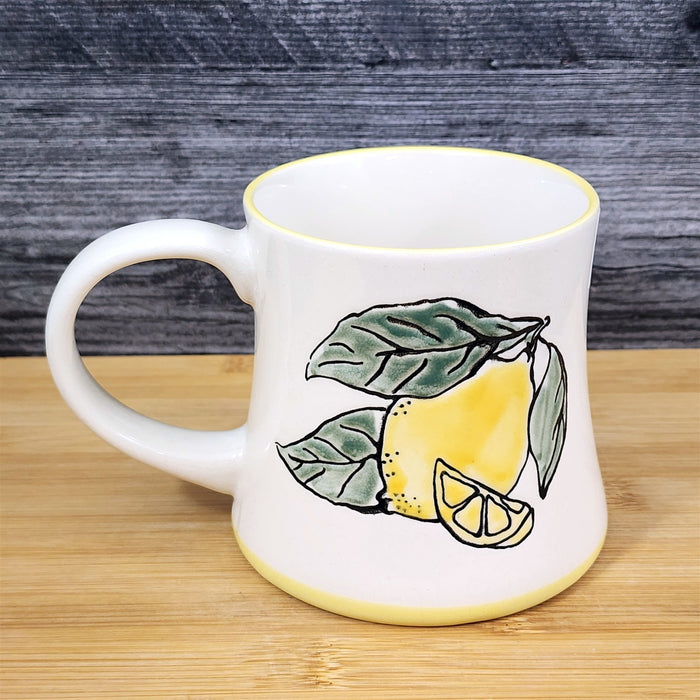 Lemon Coffee Mug Ceramic Fruit Tea Cup White Interior Kitchen Decor by Blue Sky