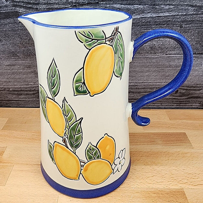 Lemon Fruit Pitcher Embossed Decorative Floral Home by Blue Sky