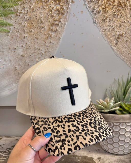 Leopard Cross {Puff Embroidered Hat}