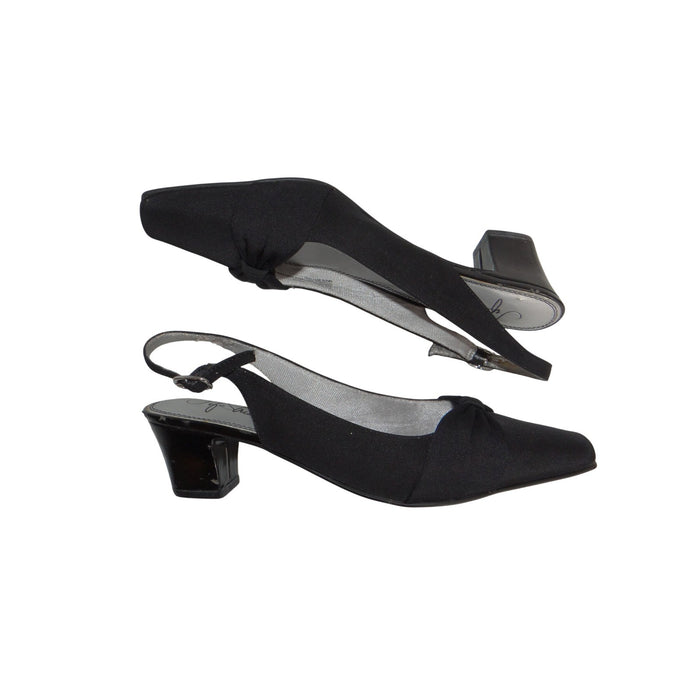 LifeStride Womens Black Fabric Square Toe Slingback Block Heels Size 10M 41140
