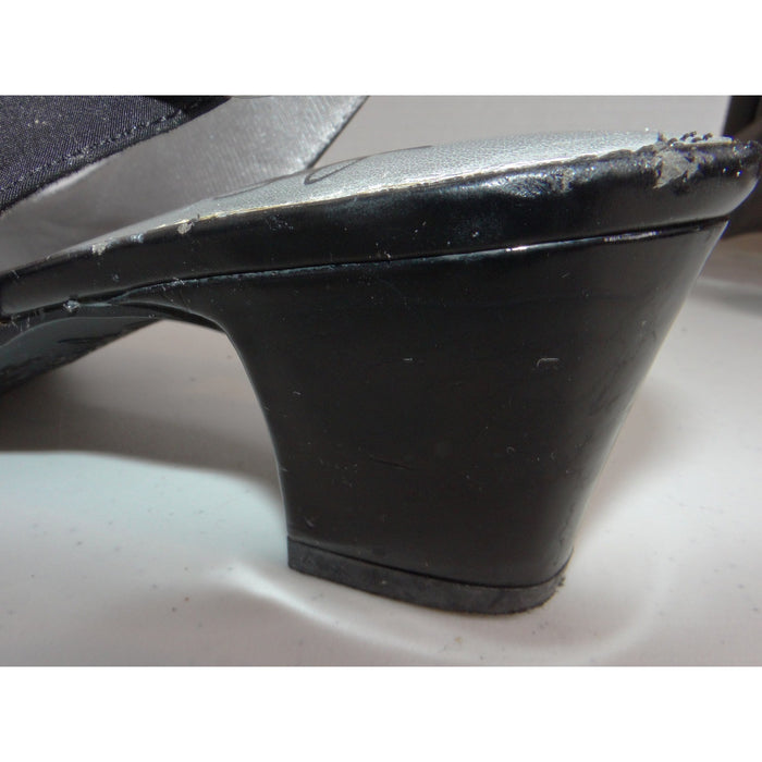 LifeStride Womens Black Fabric Square Toe Slingback Block Heels Size 10M 41142