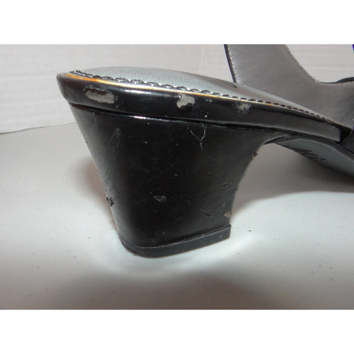 LifeStride Womens Black Fabric Square Toe Slingback Block Heels Size 10M 41143