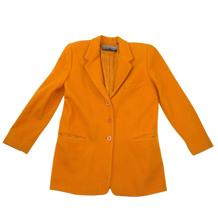 Linda Allard Ellen Tracy Mustard Yellow Wool Cashmere Blazer Jacket Size 60