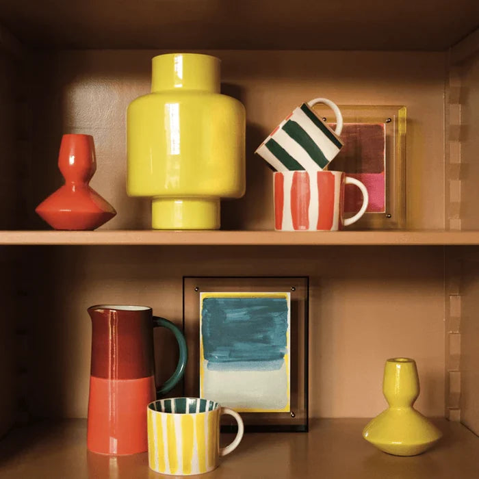 LINDA X UNC CANDLE HOLDER LOGAN, WARM OLIVE
