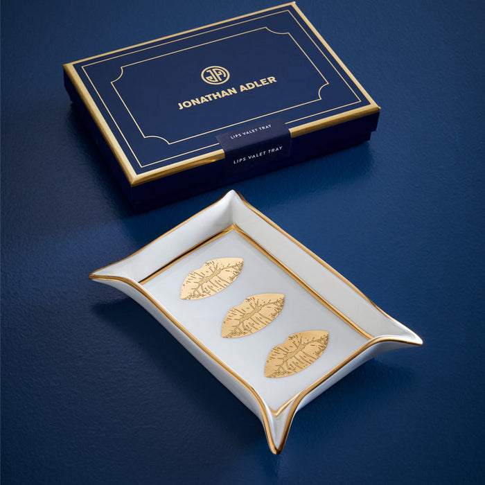 LIPS VALET TRAY - WHITE/GOLD