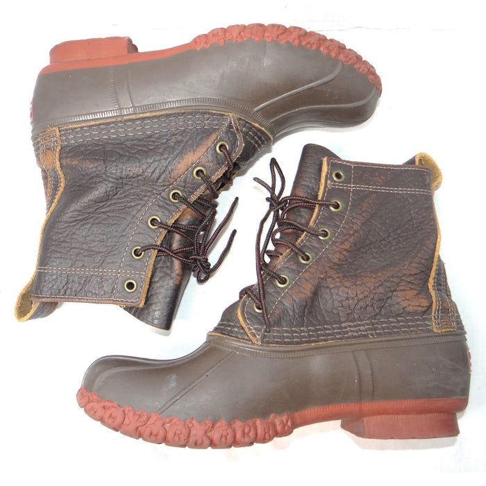 LL Bean Boots 6 Inch Bison Leather Duck Boots Brown Women's 9.5 in Made in Maine1