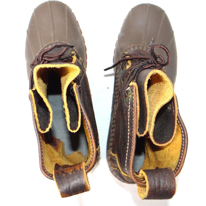 LL Bean Boots 6 Inch Bison Leather Duck Boots Brown Women's 9.5 in Made in Maine5