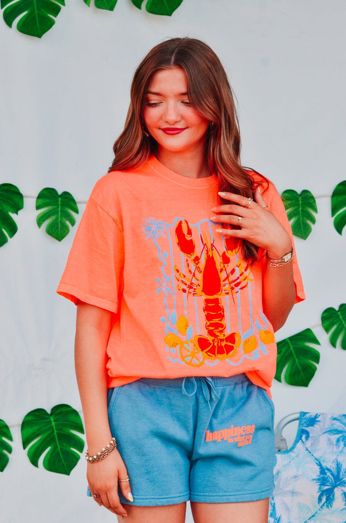 Lobster Life Neon Orange Tee