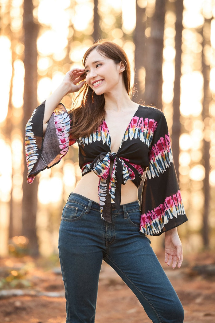 Long Sleeve Boho Top - Casual Shirt - Black - Lannaclothesdesign Shop