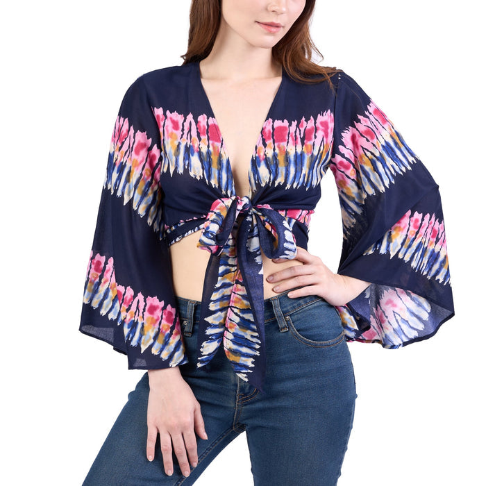 Long Sleeve Boho Top - Casual Shirt - Dark Blue - Lannaclothesdesign Shop