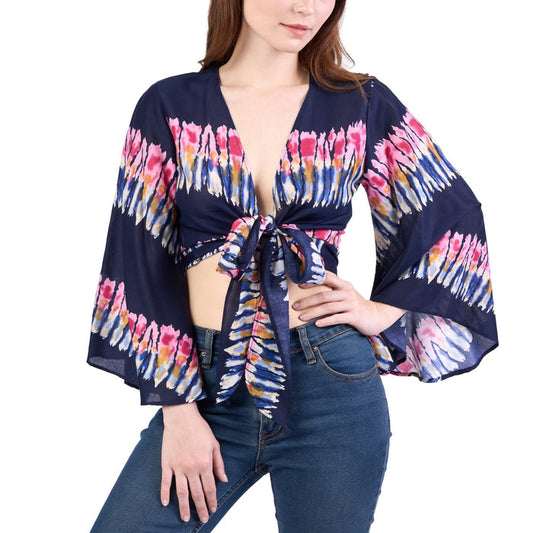 Long Sleeve Boho Top - Casual Shirt - Dark Blue - Lannaclothesdesign Shop