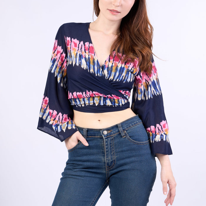 Long Sleeve Boho Top - Casual Shirt - Dark Blue - Lannaclothesdesign Shop