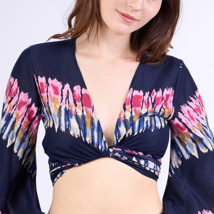 Long Sleeve Boho Top - Casual Shirt - Dark Blue - Lannaclothesdesign Shop