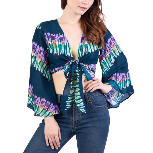 Long Sleeve Boho Top - Casual Shirt - Teal - Lannaclothesdesign Shop