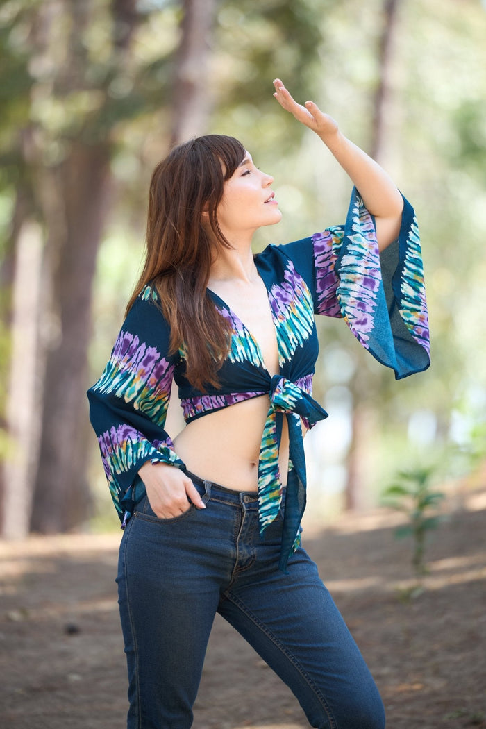 Long Sleeve Boho Top - Casual Shirt - Teal - Lannaclothesdesign Shop