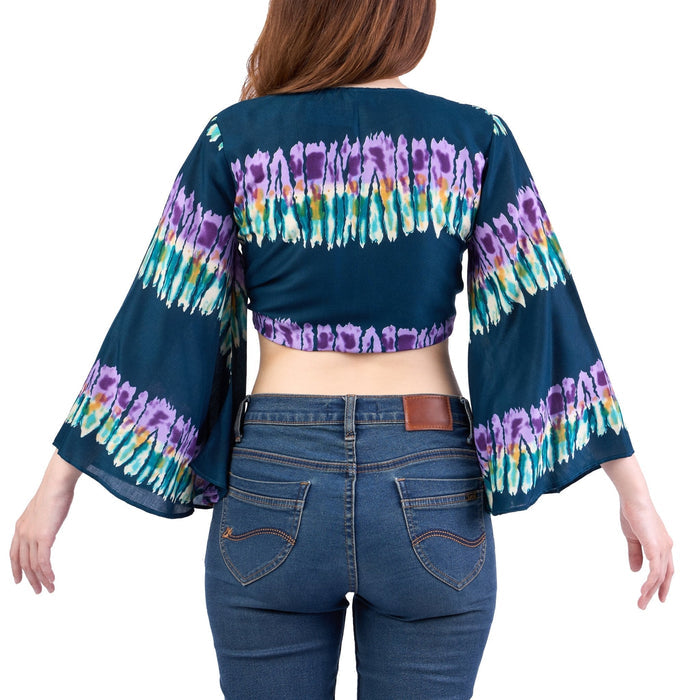 Long Sleeve Boho Top - Casual Shirt - Teal - Lannaclothesdesign Shop