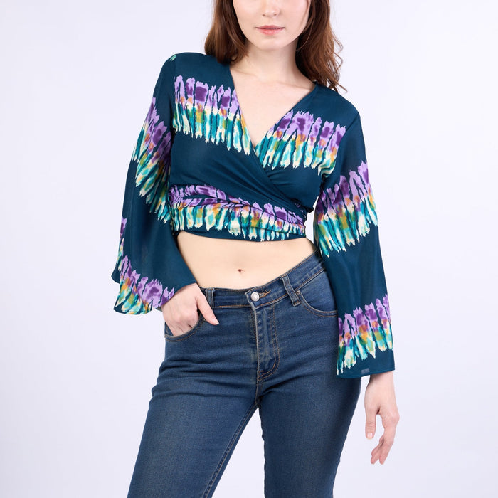 Long Sleeve Boho Top - Casual Shirt - Teal - Lannaclothesdesign Shop