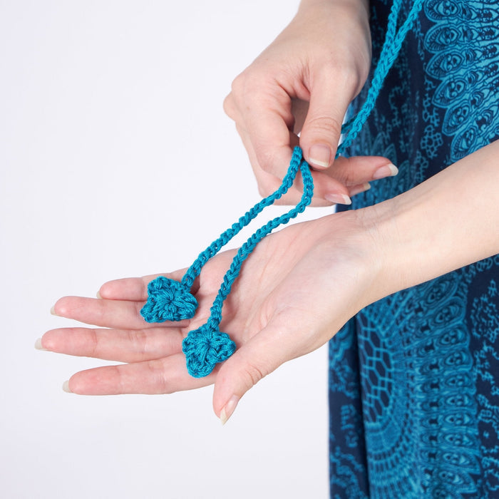 Long Summer Dress with Crochet Top - Teal - Lannaclothesdesign Shop
