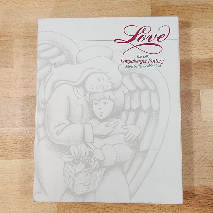 Longaberger Pottery Angel Baking Pan 1995 Cookie Mold & Box White Stoneware