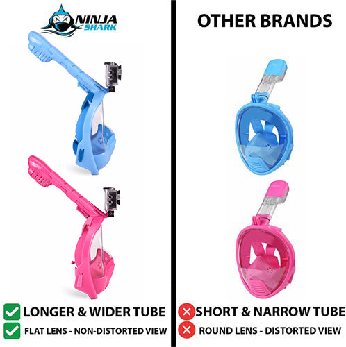 Longer Tube Full Face Snorkel Mask for Kids (3-11 Years)