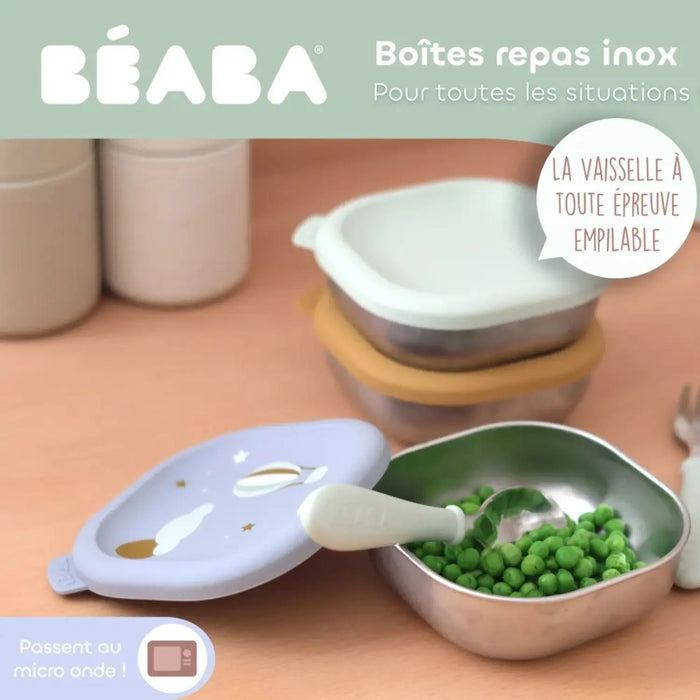 Lot de 3 boîtes repas inox 250ml Béaba - Adventure