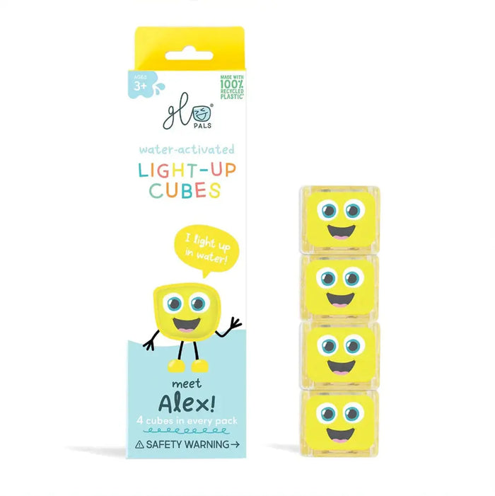 Lot de 4 cubes sensoriels lumineux pour le bain Glo Pals Alex