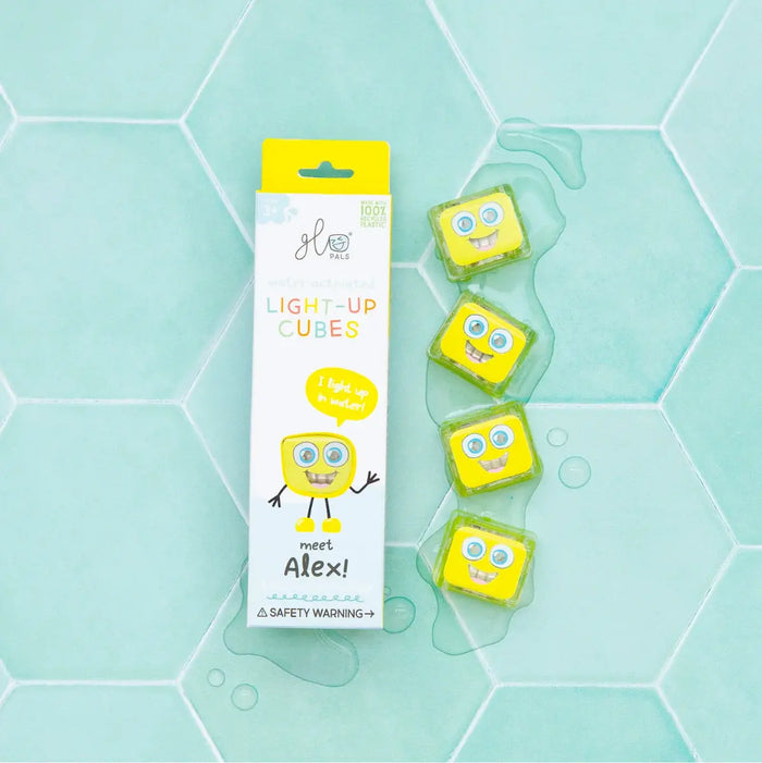 Lot de 4 cubes sensoriels lumineux pour le bain Glo Pals - Alex - Lilinappy