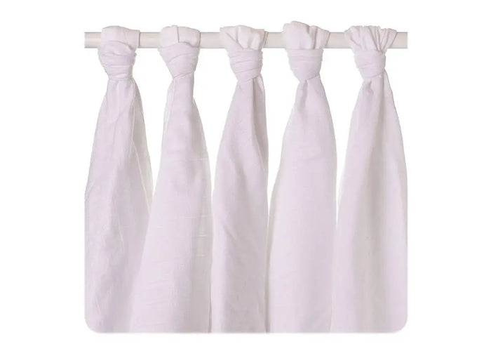 Lot de 5 langes en coton bio GOTS blancs 70x70 cm XKKO