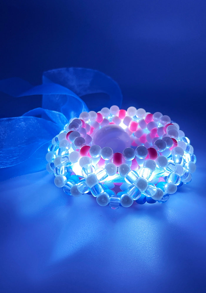 LASR Love Dream Light Up Ribbon Rave Kandi Bracelet — front view