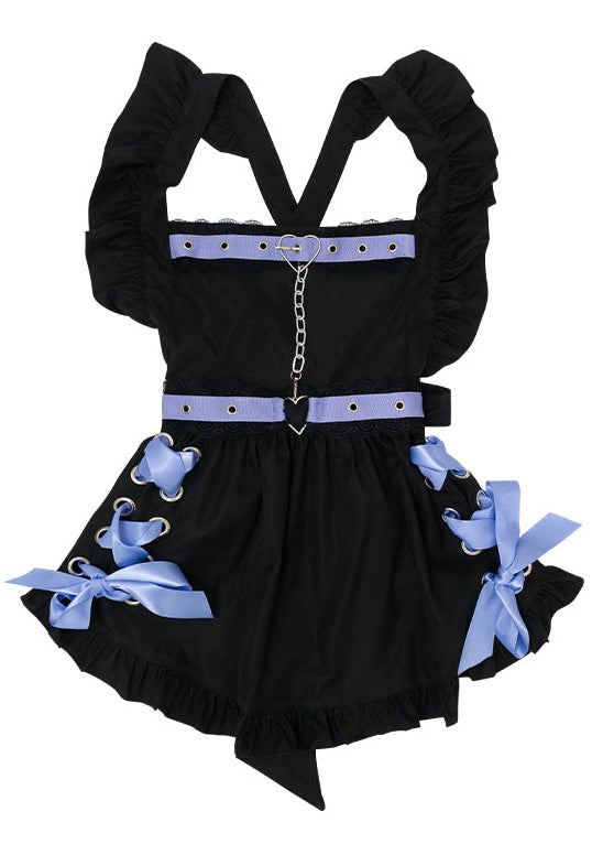 ACDC Rag Love Punk Black Purple Lolita Ruffle Apron — front view