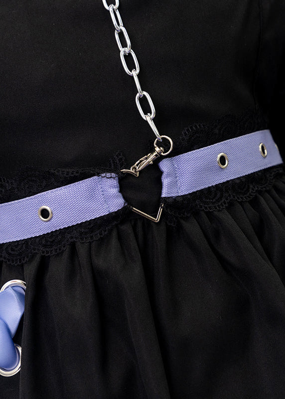 ACDC Rag Love Punk Black Purple Lolita Ruffle Apron — detail shot 3