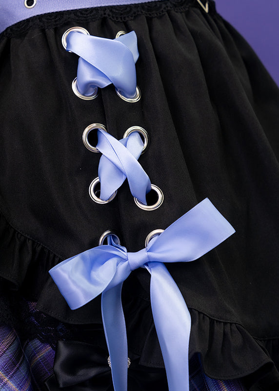 ACDC Rag Love Punk Black Purple Lolita Ruffle Apron — detail shot 4