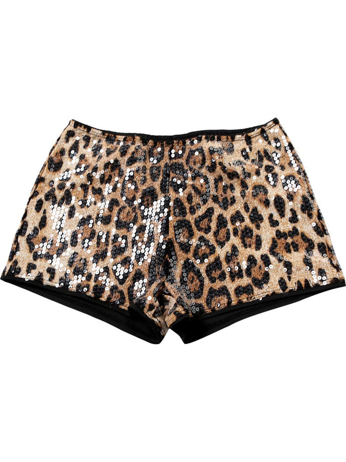 Low-Waisted Sexy Sequin Leopard Print Shorts