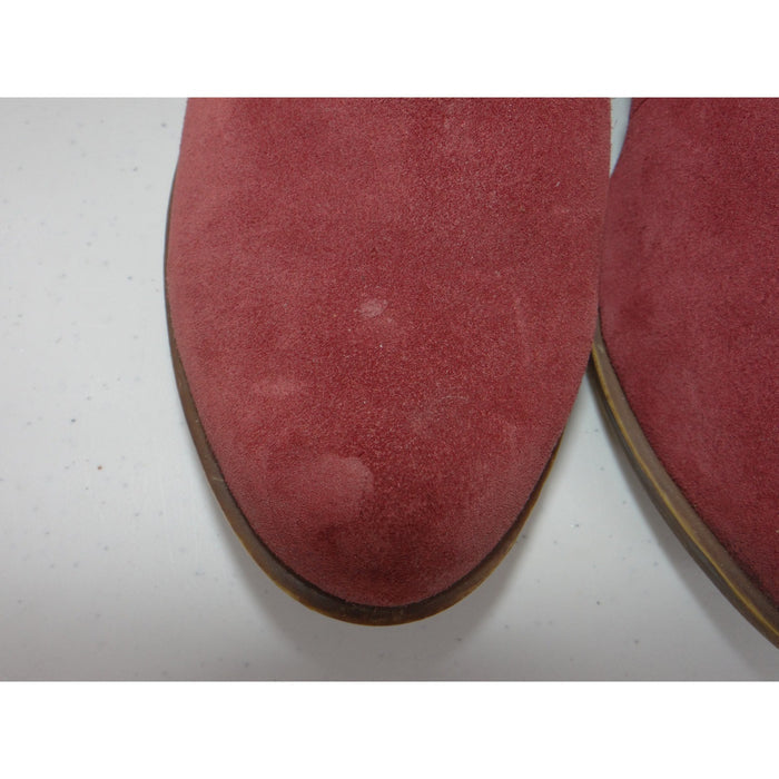 Lucky Brand Basel Merlot Red Suede Ankle Boots Dual Zip Block Heel 8M 385