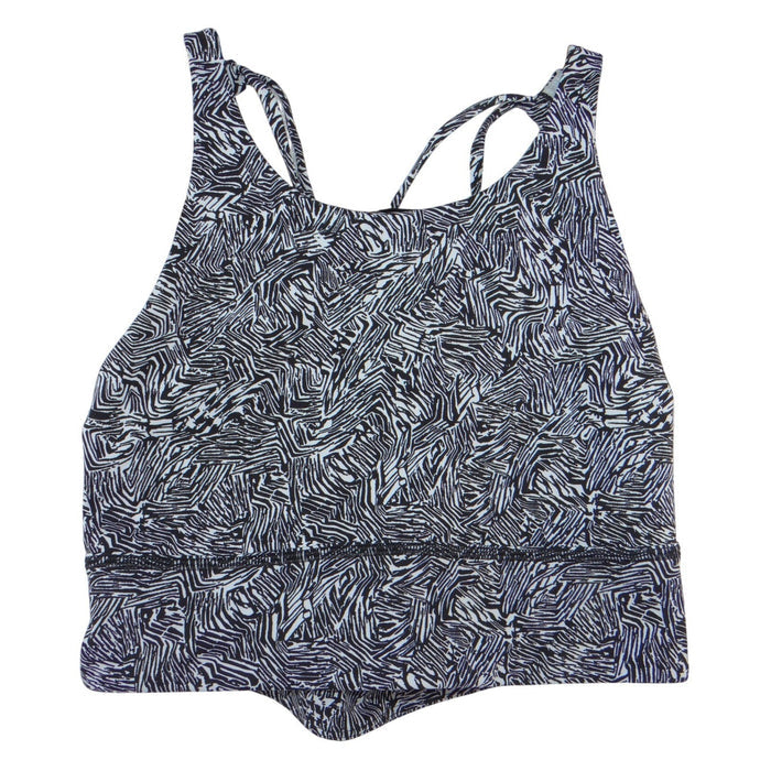 Lululemon Free To Be Serene High Neck Longline Bra Black White Geo Size 8 32810