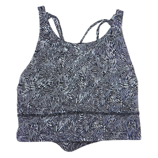 Lululemon Free To Be Serene High Neck Longline Bra Black White Geo Size 8 32810