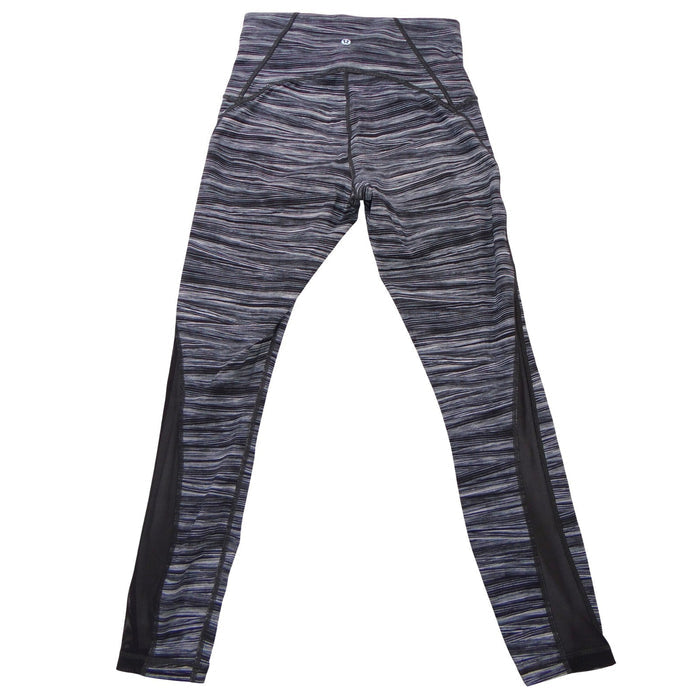 Lululemon High Rise Space Dye Mesh Panel Leggings Black Grey White Size 62