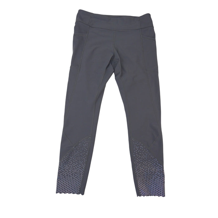 Lululemon Speed Up Crop Leggings Gray Scalloped Reflective Hem Pockets Size 80