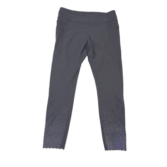 Lululemon Speed Up Crop Leggings Gray Scalloped Reflective Hem Pockets Size 80