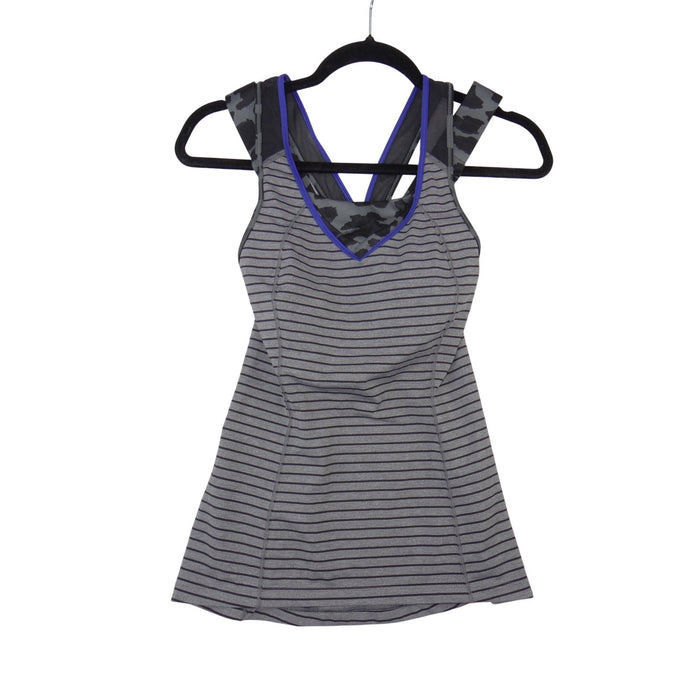 Lululemon Striped Leopard Print Layered Racerback Tank Top Grey Black Purple 20