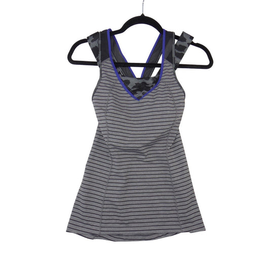Lululemon Striped Leopard Print Layered Racerback Tank Top Grey Black Purple 20