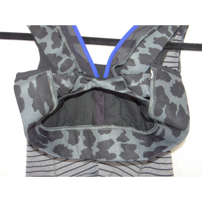 Lululemon Striped Leopard Print Layered Racerback Tank Top Grey Black Purple 23