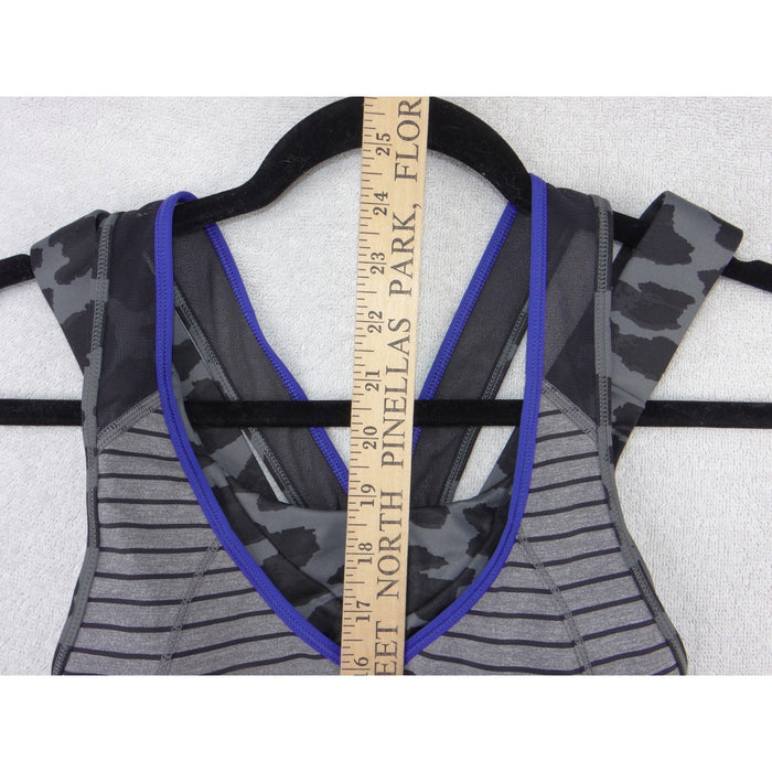 Lululemon Striped Leopard Print Layered Racerback Tank Top Grey Black Purple 26
