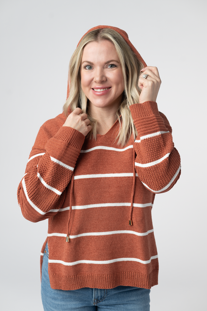 Maddie Striped Hoodie - Pumpkin Spice