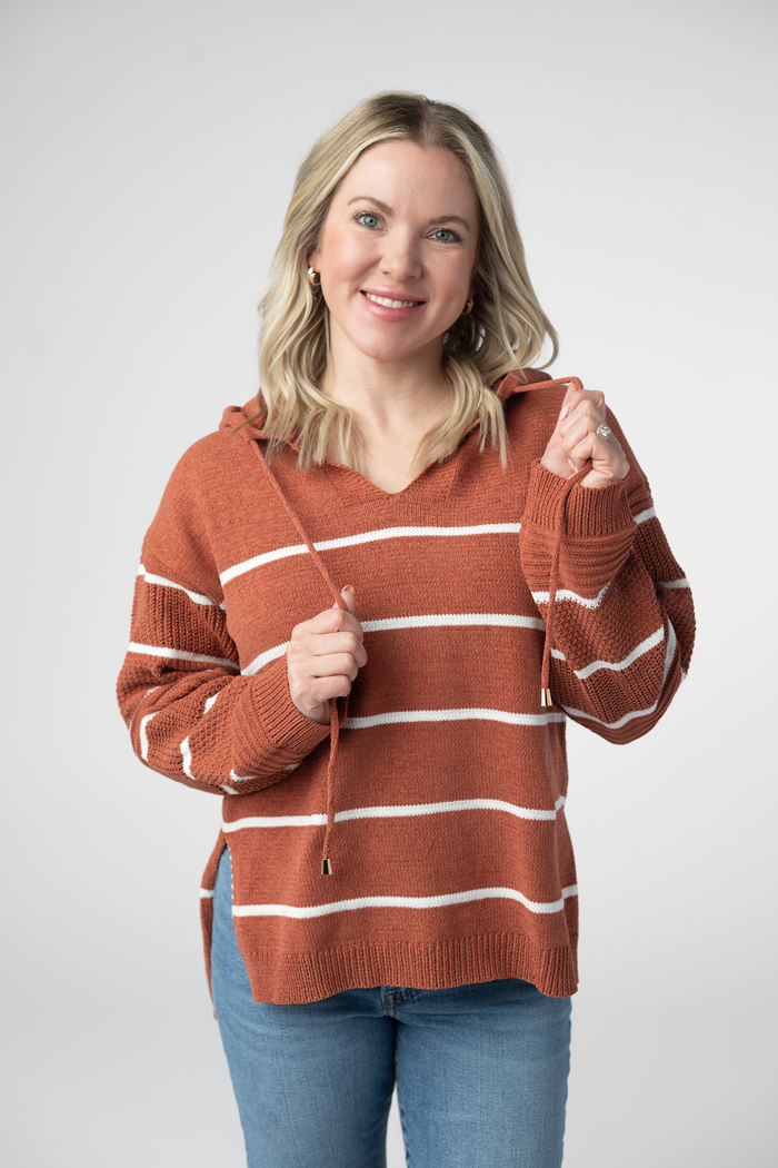 Maddie Striped Hoodie - Pumpkin Spice