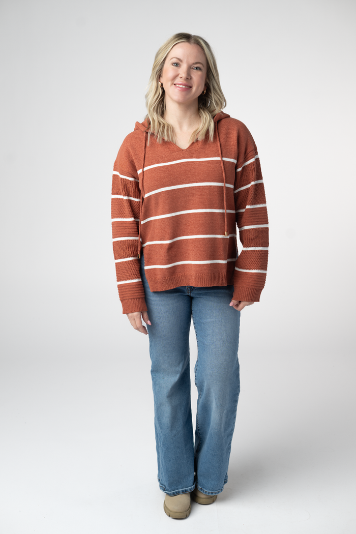Maddie Striped Hoodie - Pumpkin Spice