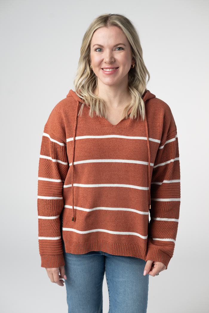 Maddie Striped Hoodie - Pumpkin Spice