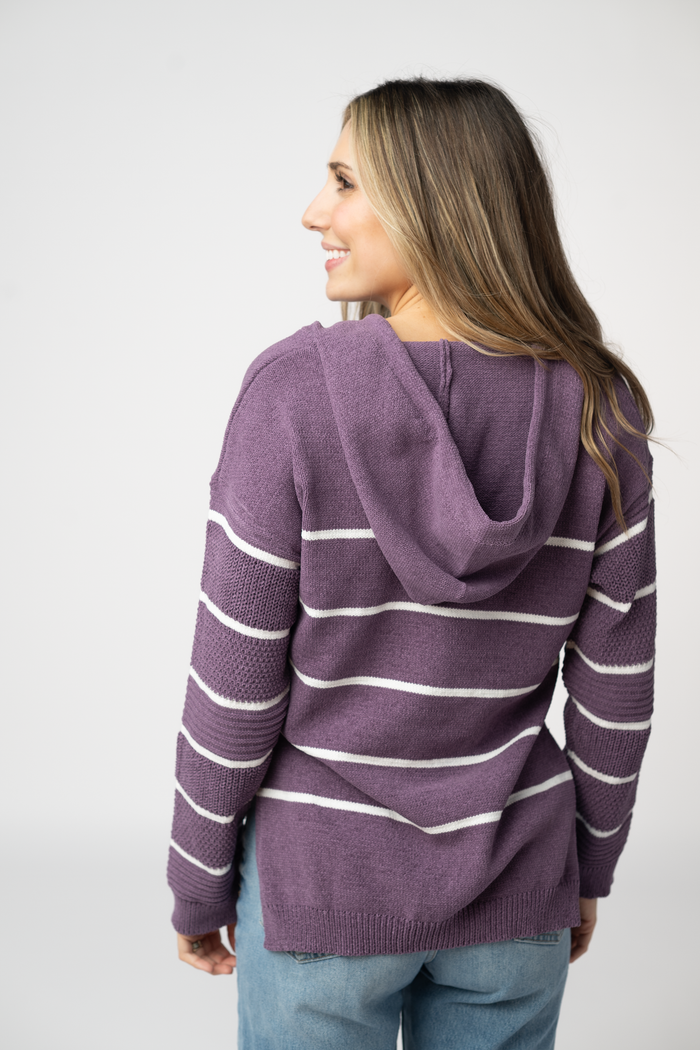 Maddie Striped Hoodie - Purple